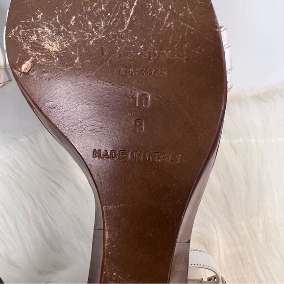 KATE SPADE NY WOMEN’S WOOD WEDGE HEELS STRAPPY WHITE SANDALS SIZE 10 - Picture 8 of 10